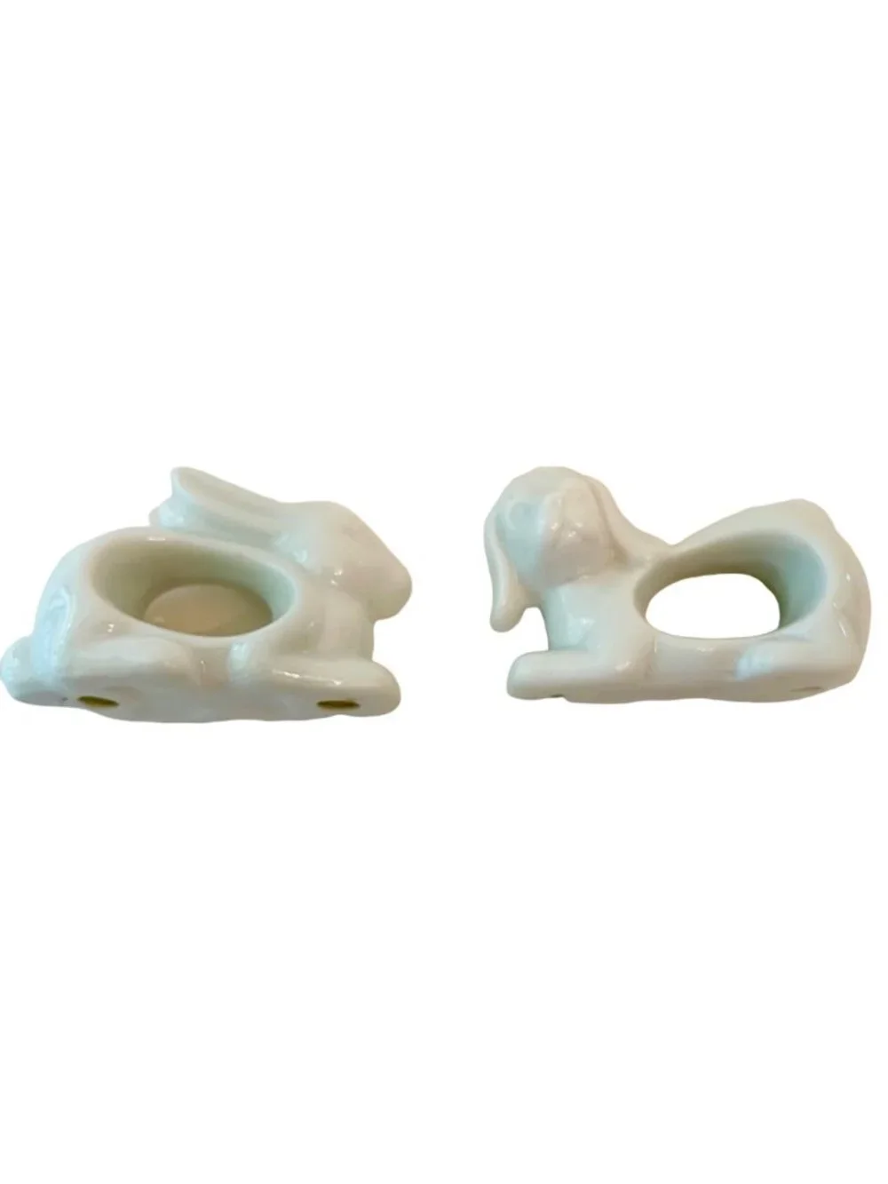 Vintage Napkin Holder Rings White Porcelain Animals Set of 4 with Box 1984